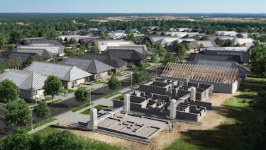 A rendering of ICON's 100-home community in partnership with Lennar in progress
