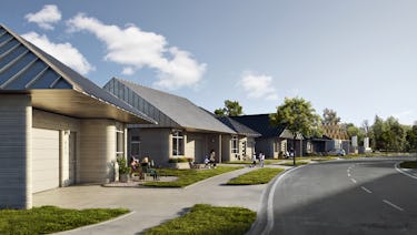 A render of a street in ICON's 100-home community with Lennar